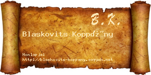 Blaskovits Koppány névjegykártya